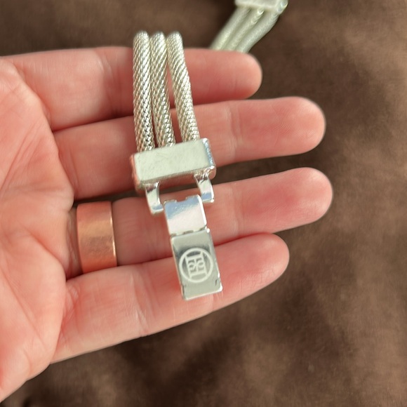 Three Mesh Rope Silver Rhinestone Bracelet - Picture 4 of 5